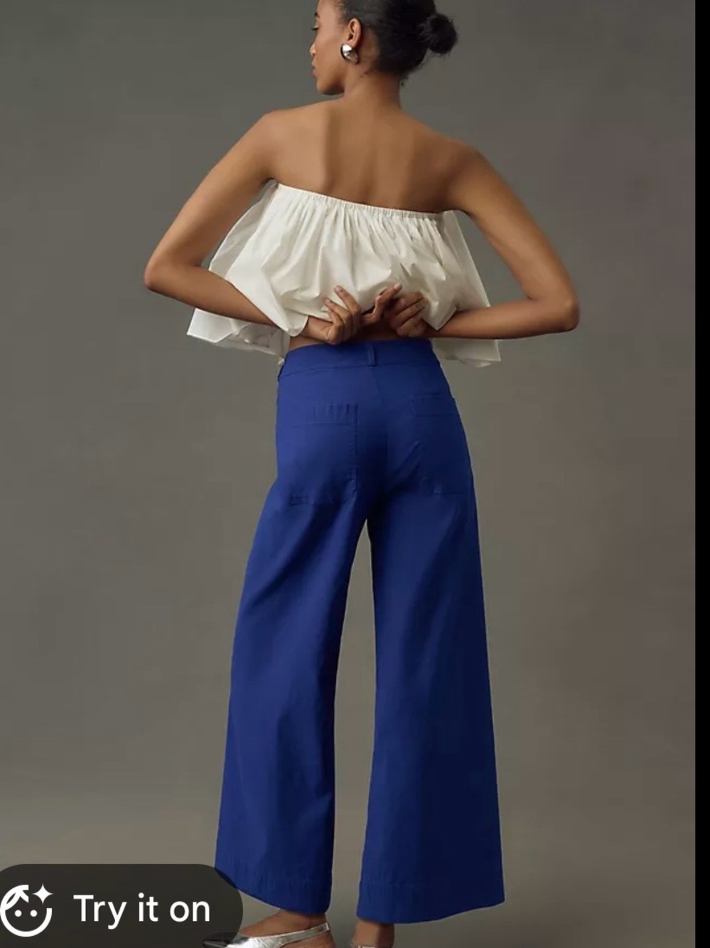 Anthropologie High-Rise Wide-Leg Pants in Royal Blue